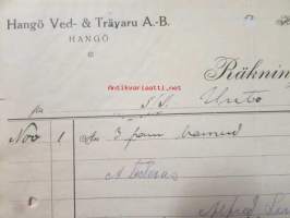 Hangö Ved- & Träyaru A.-B. Hangö 1. november 1921. -asiakirja