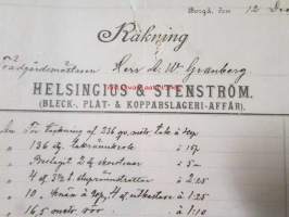Helsingius & Stenström (Bleck-, Plat- & Kopparslageri-äffär) 12.10. 1910. -asiakirja