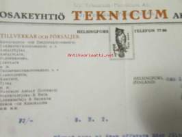 Osakeyhtiö Teknicum Aktiebolag, Helsingfors 1. september 1921. -asiakirja