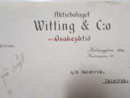 Aktiobolaget Witting & C:o Osakeyhtiö, 26.3. 1921. -asiakirja