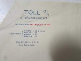 A/B C Toll O/Y Rederi & Trävaruexport, Wiborg 7 mars 1921. -asiakirja