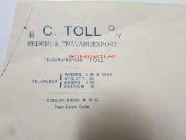 A/B C Toll O/Y Rederi & Trävaruexport, Wiborg 9 April 1921. -asiakirja