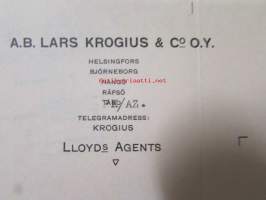 A.B. Lars Krogius & Co O.Y. Helsingfors 10. mars 1921. -asiakirja
