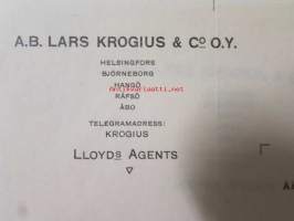 A.B. Lars Krogius & Co O.Y. Helsingfors 14. mars 1921. -asiakirja
