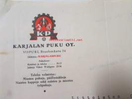 Karjalan puku Oy. Viipuri 14/7. 1933. -asiakirja