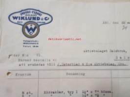 Wiklund Import Export bolaget, Abå 22 mars 1921. -asiakirja