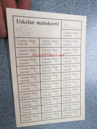 Uskelan kunta Maitokortti -säännöstelykortti 1919