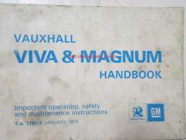 Vauxhall Viva & Magnum Handbook 1975 -käyttöohjekirja englanniksi