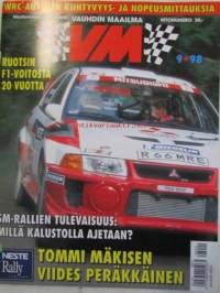 Vauhdin Maailma 1998 nr 9 -mm. Rallin tulevaisuus Millä ensi vuosituhanella ajetaan?, Neste Rally Finland Mäkistä ja sateista, Seat Cordoba WRC Haastaja,