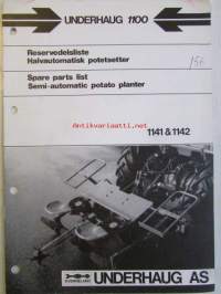 Underhaug Model 1141 & 1142 Semi-automatic potato planter, Spare parts list  - puoliautomaattinen perunanistutin - varaosaluettelo englanniksi