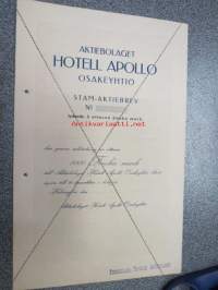 Ab Hotel Apollo, Helsinki, 1 000 mk -osakekirja