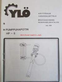 Ylö Pumppuhapotin HP-5 -varaosaluettelo ja käyttöohje -84.