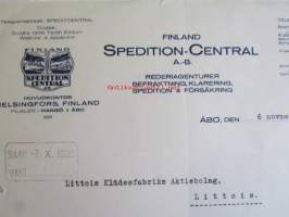 Finland Spedition-Central Ab, Turussa 6. november 1923 -asiakirja