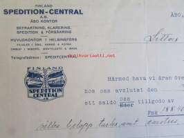 Finland Spedition-Central Ab, Turussa 29. december 1923 -asiakirja