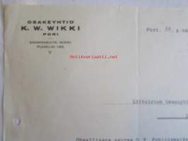 Osakeyhtiö K.W. Wikki, Pori 12. syyskuuta 1927 -asiakirja