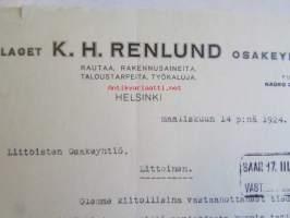 Aktiebolag K.H. Renlund Osakeyhtiö, Helsinki maaliskuun 14. 1924 -asiakirja