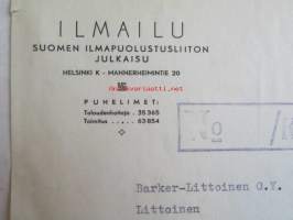 Ilmailu, Suomen ilmapuolustusliiton julkaisu, Helsinki 30.12. 1942. -asiakirja