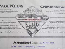 Paul Klug Crimmitfchau, Angebot 6. februar. 1923. -asiakirja
