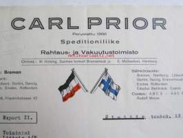 Carl Prior Speditioniliike Rahtaus- ja Vakuutustoimisto, Bremen 13. toukokuuta 1929. -asiakirja