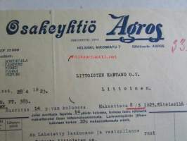 Osakeyhtiö Agros, Helsinki 28/4. 1923. -asiakirja