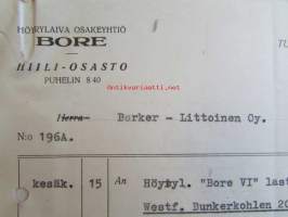 Höyrylaiva osakeyhtiö Bore Hiili-osasto, Kesäkuun 22. 1942. -asiakirja