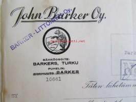 John Barker Oy, joulukuu 12. 1942. -asiakirja