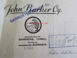 John Barker Oy, joulukuu 19. 1942. -asiakirja