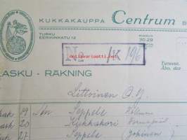 Kukkakauppa Centrum 28/1. 1942. -asiakirja