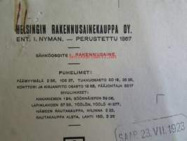 Helsingin Rakennusainekauppa Oy, Helsingissä heinäkuunn 20. 1923. - asiakirja