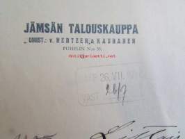 Jämsän Talouskauppa Hertzen & Kauhanen, heinäkuun 24. 1928. - asiakirja