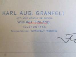 Karl Aug. Granfelt Wiborg Finland, Wiborg 5. december - asiakirja