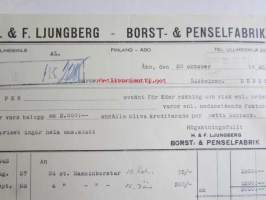 H. & F. Ljunberg Borst- & Penselfabrik, Åbo den 20. oktober 1943. - asiakirja