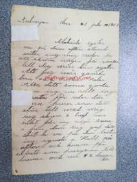 Merimies Karl W. Sjögren´in kirje kotiin Antwerpenistä 1.7.1907 laivalta  