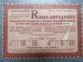 Raha-arpa, Raha-arpajaiset syyskuu 1934 nr 16539