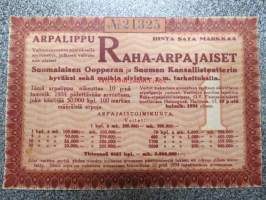 Raha-arpa, Raha-arpajaiset tammikuu 1934 nr 21325