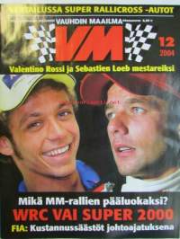 Vauhdin Maailma 2004 nr 12 -mm. Rallisäännöt 2004 Soutimista huopaamista ja ohjailua, Ralli-SM Hyvinkää Sarjanjohtajat jäivät hopealle, Yörallit Engelsmmien