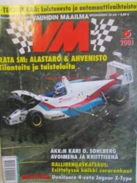 Vauhdin maailma 2001 nr 6 -mm. Kari O.Sohlberg, Michele Alboreto, Drag race SM Alastaro, tallinna rali, F1-MM Espanja ja Itävalta, F1 ja luistonesto, rata-SM