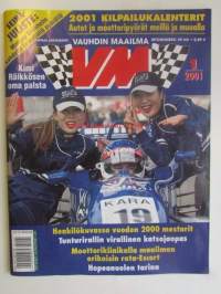 Vauhdin maailma 2001 nr 1 -mm.  F1 ja nuoruus, maailmanmestari Marcus Grönholm, Maailmanmestari MIchael Schumacher, Euroopanmestari Henrik Lundgaard, Artic Lapland