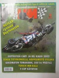 Vauhdin Maailma 2003 nr 3 -mm. F1 2003, daytone 500, CART ja IRL, jäärata SM Kurikka Kauhava, Ralli-MM Ruotsi Turkki, Ralli SM nuoret ja lady cup Vihti, Ralli-SM