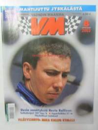 Vauhdin Maailma 2003 nr 8 -mm. Ralli MM Neste ralli, Neste rallin tulossivut, EM historic rally Lahti, ralli SM Tampere, Sprint SM Paltamo, F1 MM Ranska Englanti