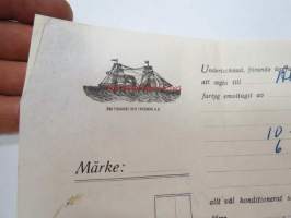 Undertecknad, förande ångfartyget M/S Östern nu liggande i Nagu.... från Moritz Erikssons Eftr. mottagit.... 25.5.1955 -konossementti / laivarahtikirja