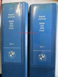 BMW Repair manual 320/323 i 6-syl Vol. 1-2 -Korjaamokäsikirja 2 erillistä kansiota, Katso kuvasta tarkemmat malli ja sisällystiedot.