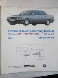 BMW Electrical Troubleshooting Manual vol 1./vol.2, 7 series (E32) model Year 1987-89, Elektroniikan ongelmien ratkaisut 2 erillistä kansiota, Katso kuvasta